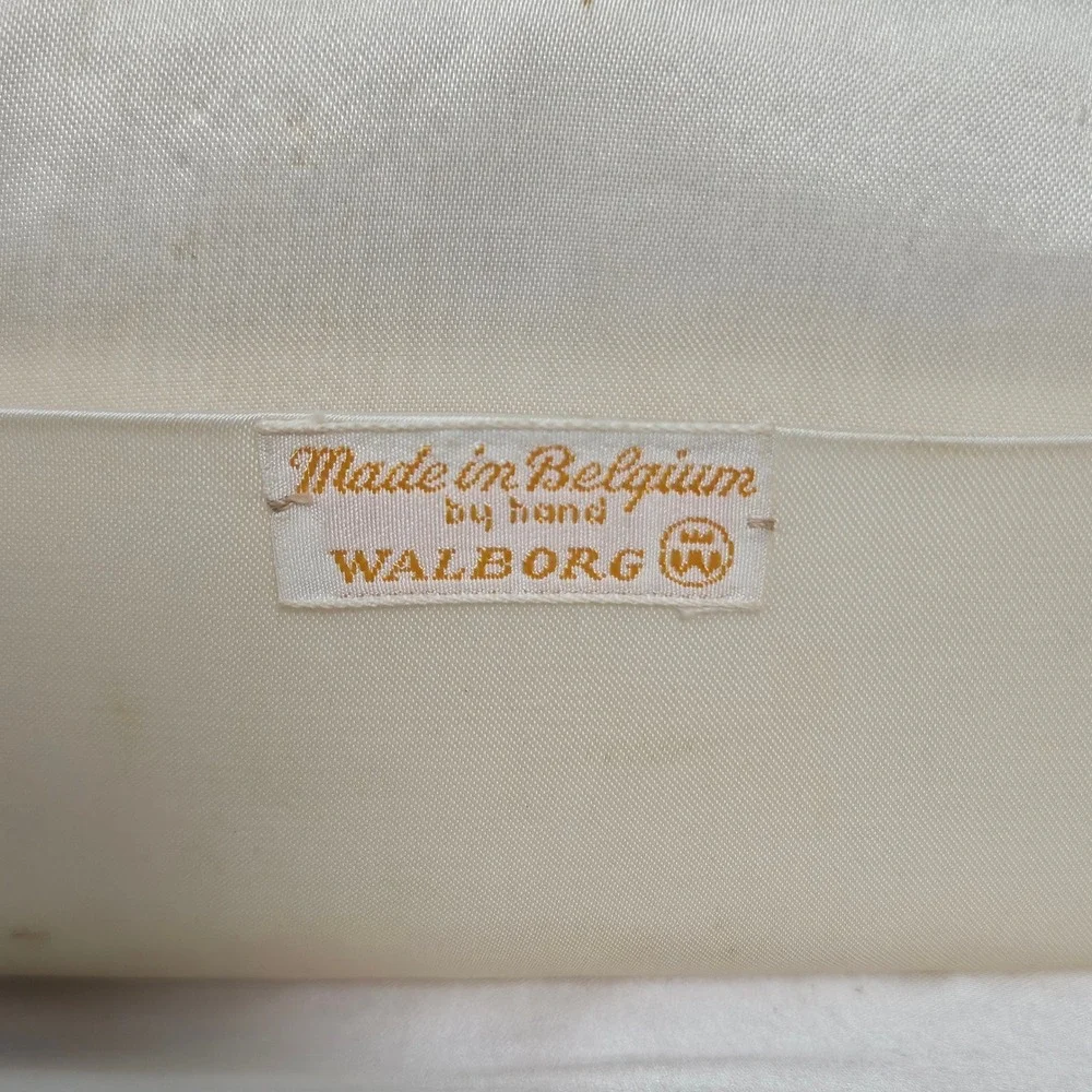 Vintage Walborg Belgium Hand Beaded White Evening Bag Purse Mid Century